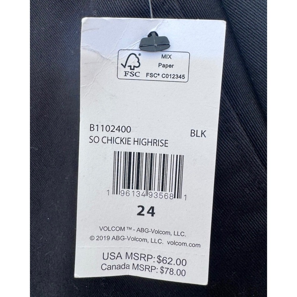 NWT Volcom So Chickie High Rise Cropped Pants Black Womens 24 25 - Picture 7 of 7